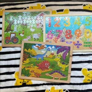 Colorful Dinosaur and Number Puzzle Set for Kids